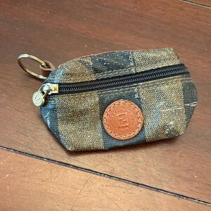 Fendi Black and Brown Checkered Coin Pouch